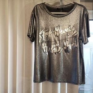 Short sleeve silver womens top 2x